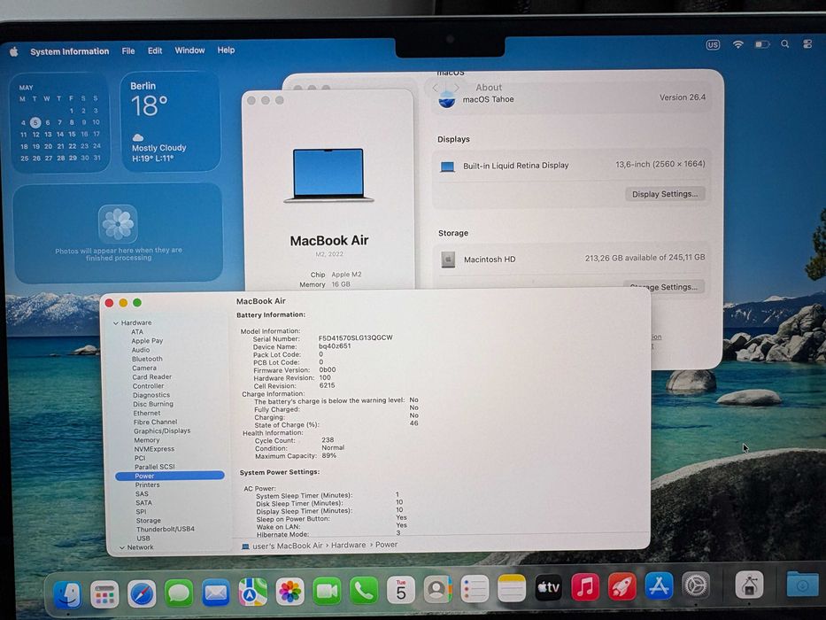 Apple Macbook Air 2022 M2 16 GB Ram Перфектен — миниатюра 2