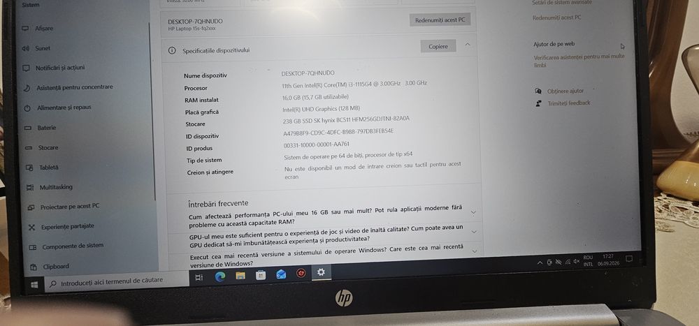 Laptop hp 15S-fq2005nfa I3 gen 11