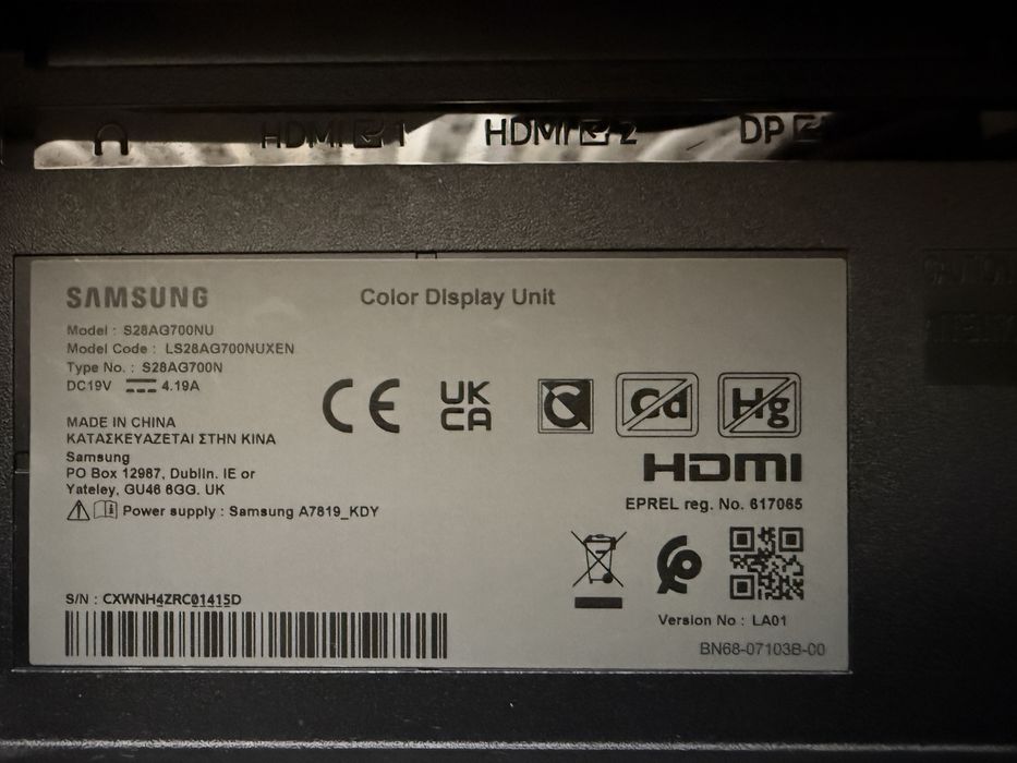 Monitor Gaming Samsung Odyssey G7 (G70A) 28" 4K 144Hz IPS - Disponibile 2 Bucăți