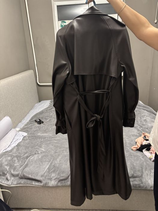 Плащ тренч кожаный с начесом