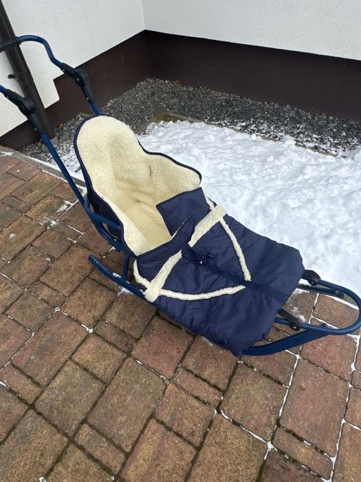 Sanie Piccolino cu Saculet albastru, Spatar si Maner, metal