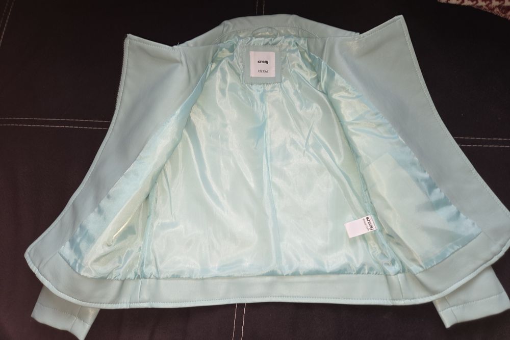 Яке байкър за момиче, тюркоазено, 122 см