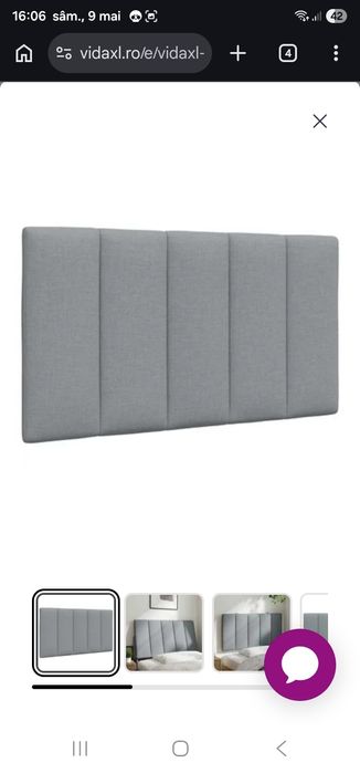 Pernă tăblie de pat, Hanko, gri deschis, 90 cm, material textil