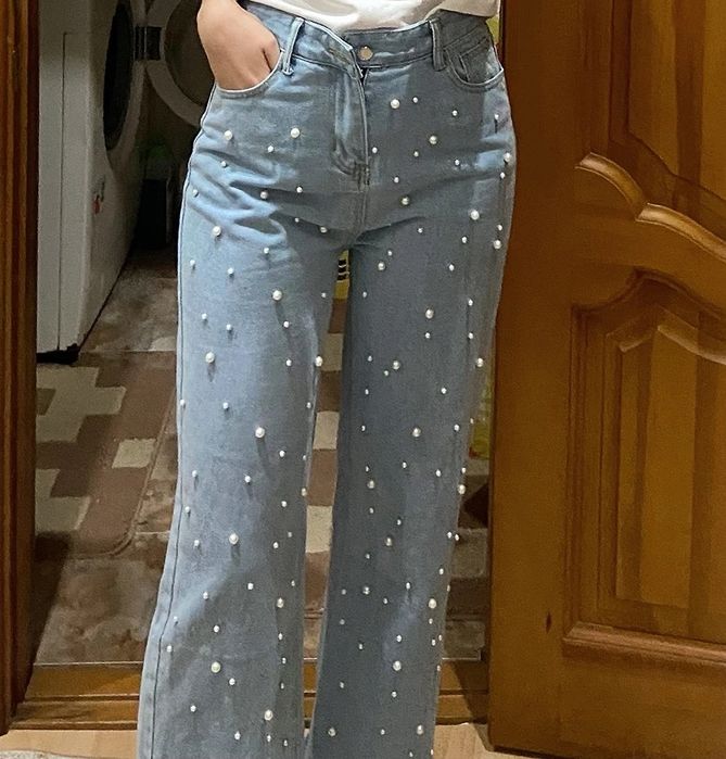 Новые джинсы с бусинками