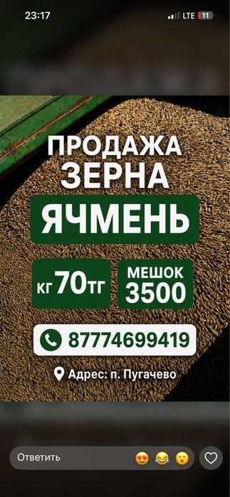 Ячмень 70000 тонна