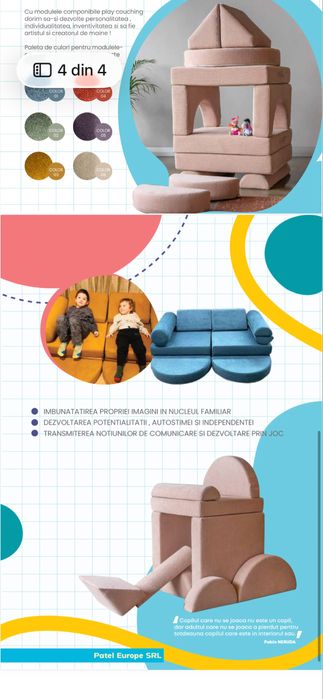 Canapea modulară pentru copii (din spuma) – 12 piese