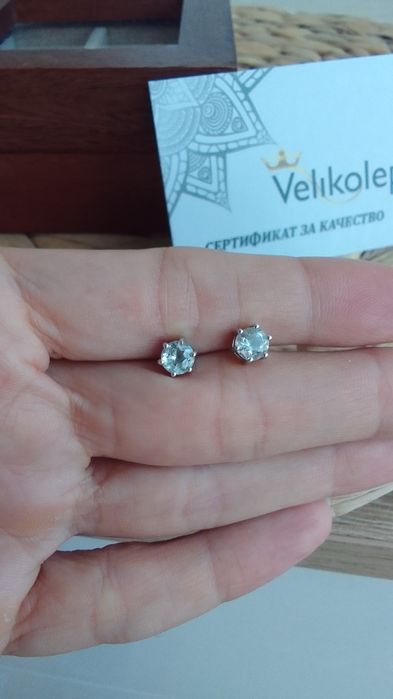 Сребърни обеци с Топаз/Цитрин/Лунен камък/Комплект с Аквамарин