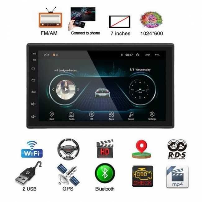 Мултимедия Apple Carplay  7инча  ANDROID13 DOUBLE DIN  4GB RAM,32GB
