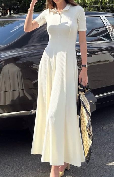 Платье белое длинное old money