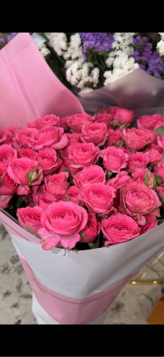 Цветы, букеты, пионовыдные розы, статица