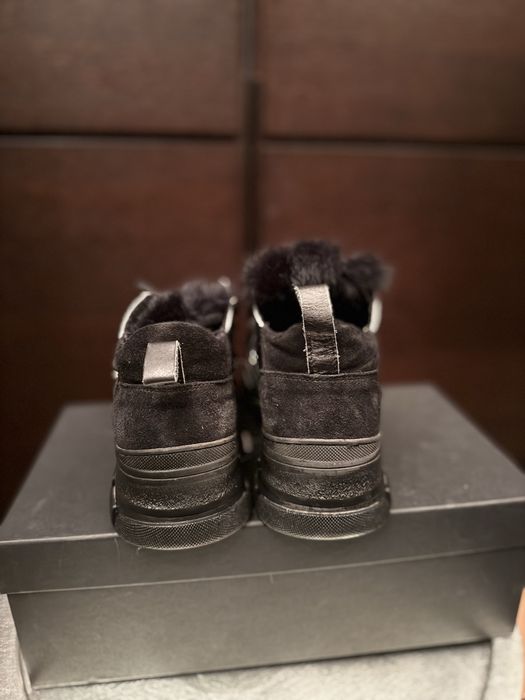 Кожени обувки с естествен косъм Eva Minge