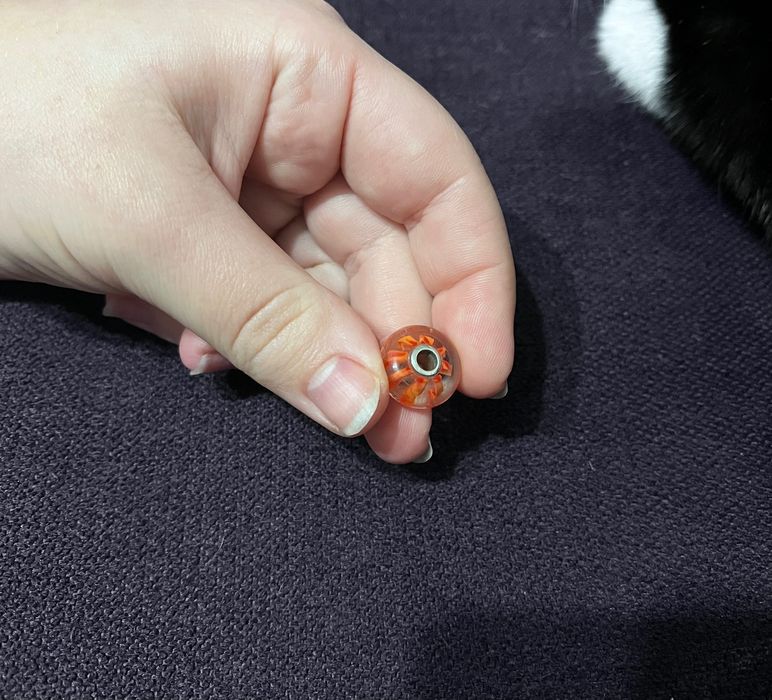 Pandantiv Trollbeads, pentru bratara, sticla murano si argint