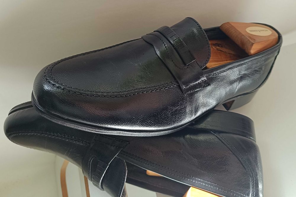 Pantofi loafer de lux 39.5 40 lucrati manual VARESE piele nat. Vibram