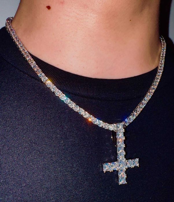 4mm Upside Down Cross Tennis Chain 50cm | 5x A Cubic Zirconia