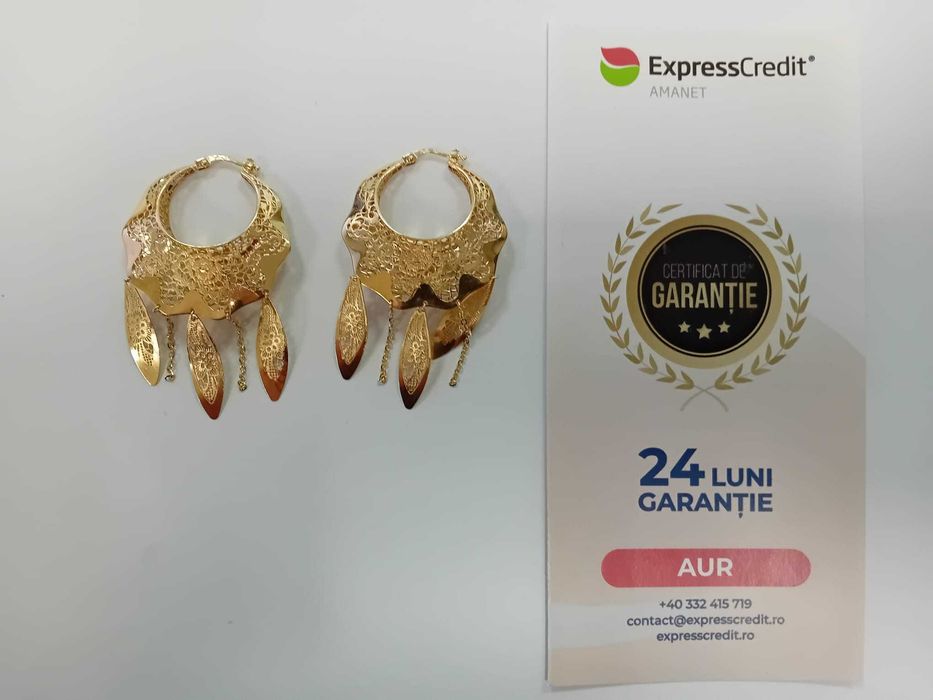 (Ag33) Cercei Aur 14K/Garantie 2 ani
