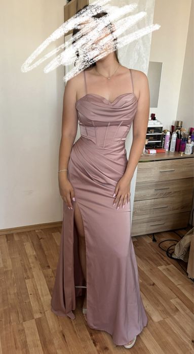 Сатенена дълга официална/вечерна рокля