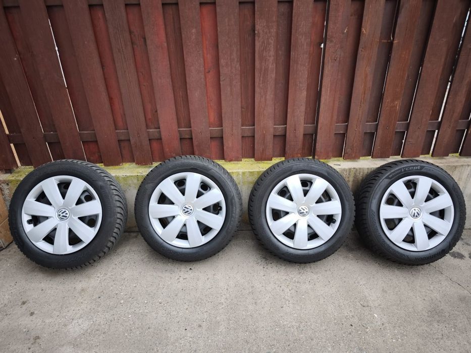 Vand 4 anvelope iarna cu jante 5x112 marca hankook 205/55/16 dot 2024