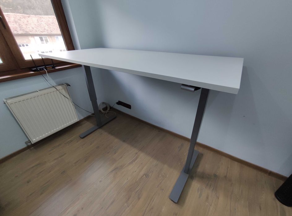 Birou reglabil pe înălțime alb, 180x80x2.5cm