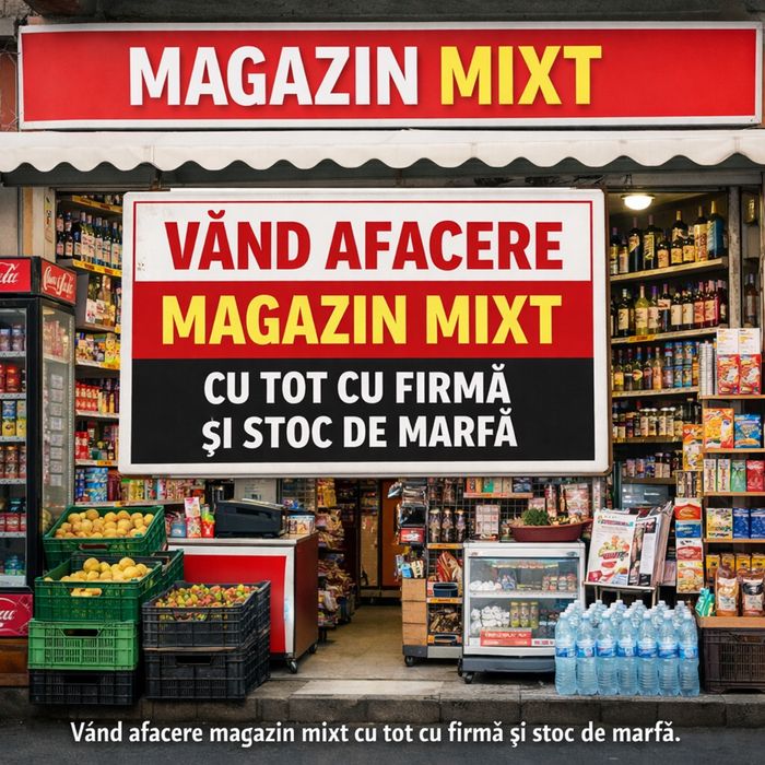 Vand afacere magazin mixt cu tot cu firma si stoc de marfa !