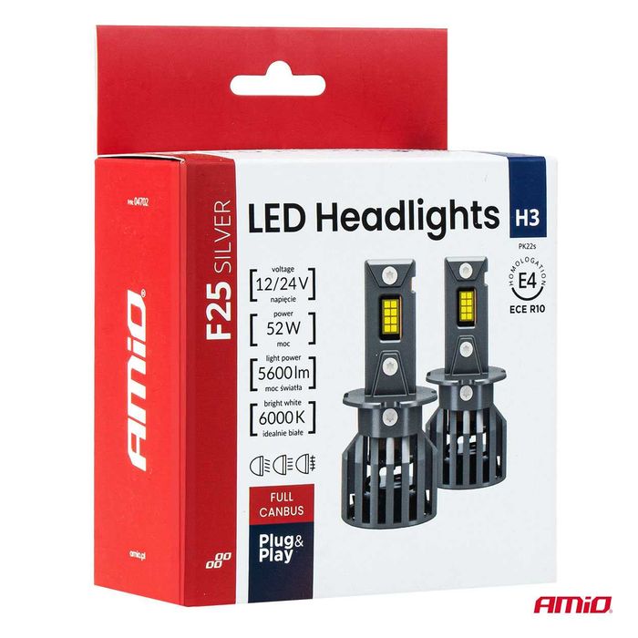 LED Диодни крушки за кола F25 PRO SILVER H3 52W 12/24V FULL CANBUS