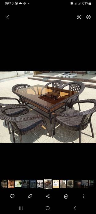 Ratan to'qima stol stullari optim va dona