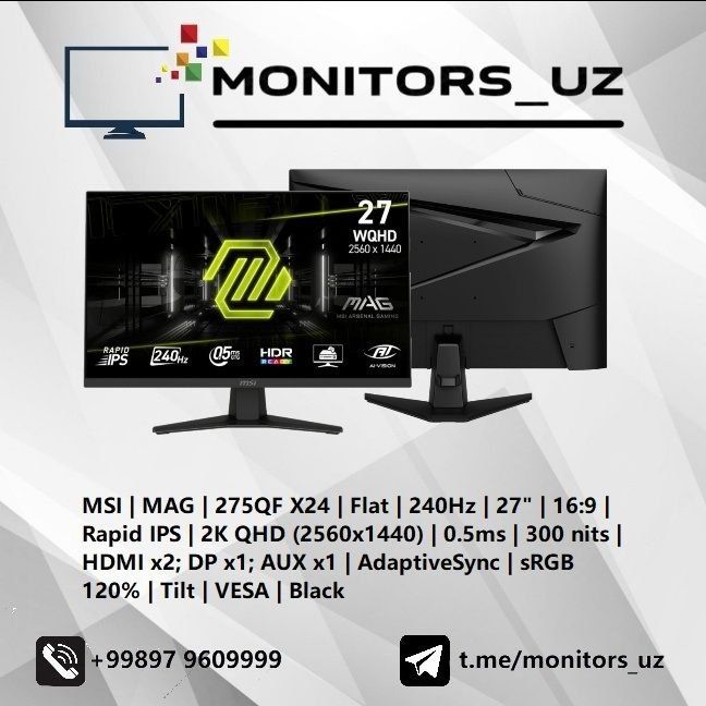 [NEW] монитор MSI 274QF IPS 2K 240Hz