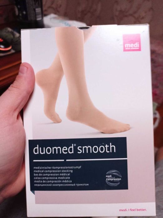 Компресивни високи чорапи Medi Duomed Smooth,1 ст. компресия, размер M