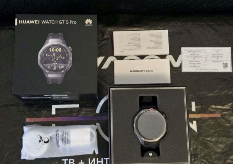 КАТО НОВ 46mm Huawei watch GT 5 PRO VIVACOM Гаранция 2026 BLACK GT5