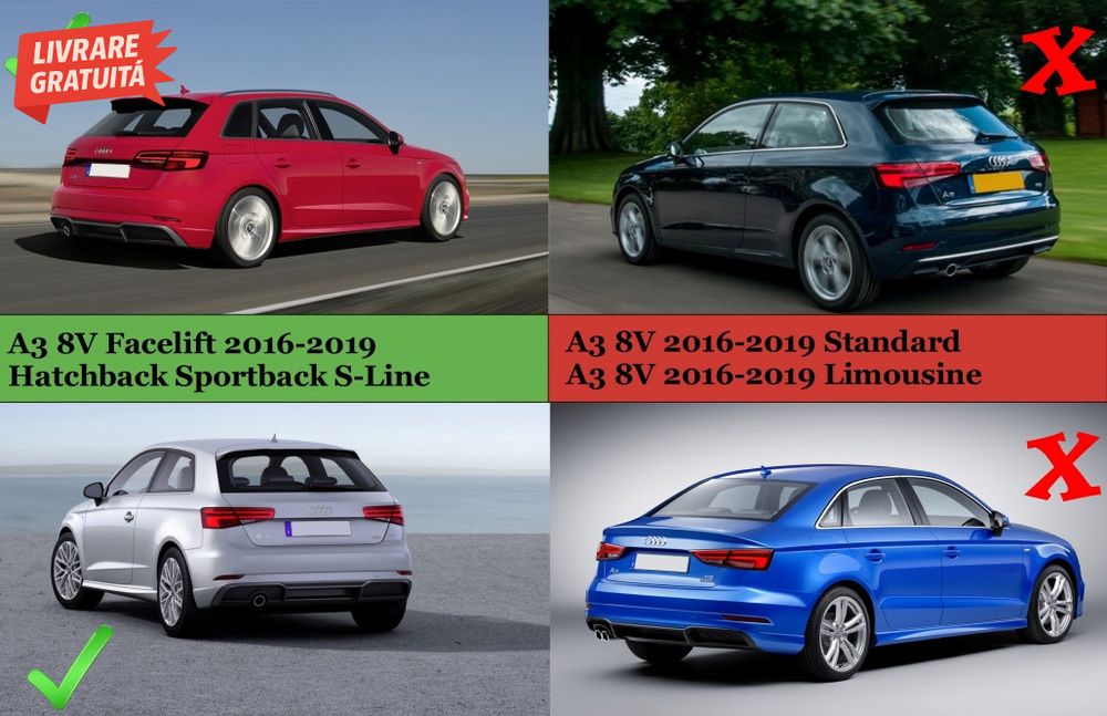 Difuzor Bara Spate Audi A3 8V Facelift (2016-2019) Hatchback Sportback