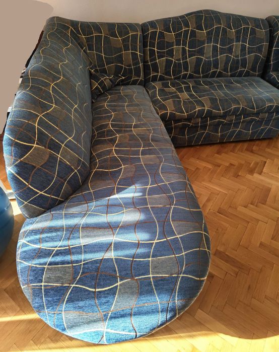 Голям холен диван 2 части, с фотьойл и табуретка, ракла, разтегаем