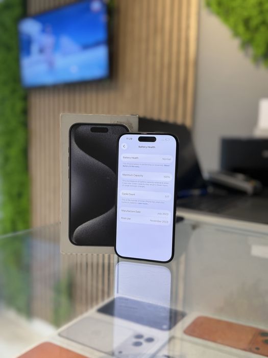 **ATS GSM** iPhone 15 Pro 128Gb Blue/Bat100%/Grad A/Fact+Gar 12 luni