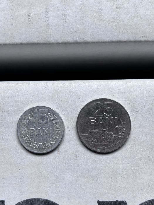 Moneda  de 1 Leu 1966.monede a 15 bani 1975.moneda 25 bani 1966