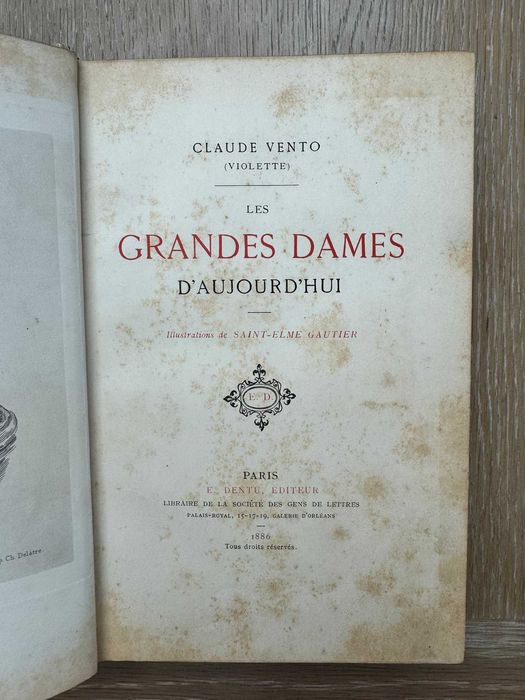 Les Grandes Dames d'Aujourd'hui" (1886) - Carte rară, de colecție
