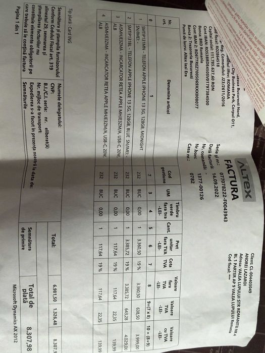 Vand doua iPhone 13, 128 GB, liber retea