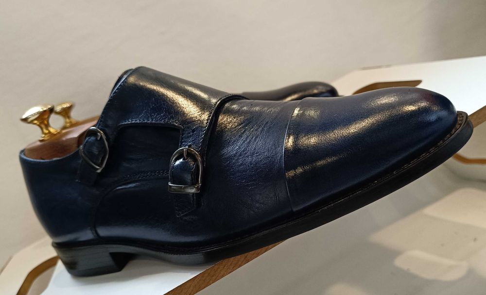 Pantofi monk lucrati manual Old Signature piele naturala moale navy