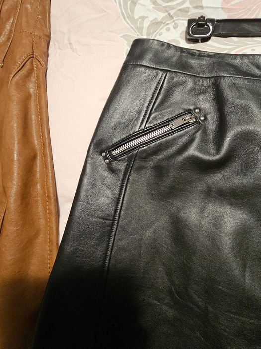 Кожена къса черна пола