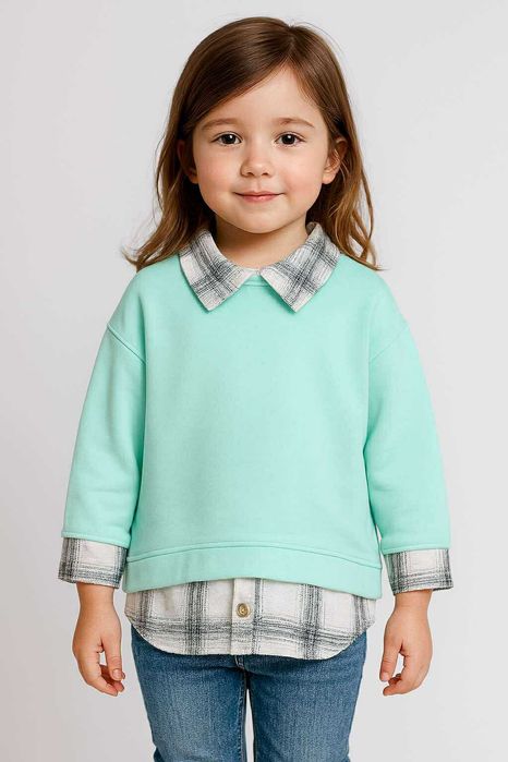 Ватирана блузка с ефект на риза