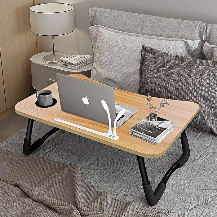 A3A ACADGQ Noptiera, Masuta pliabila pentru laptop cu 4 interfete USB, sertar, slot pentru pahare, suport tableta, birou pentru pat
