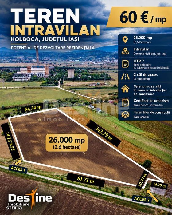 Teren Intravilan 2.6 Ha Holboca– Potential De Dezvoltare Rezidentiala