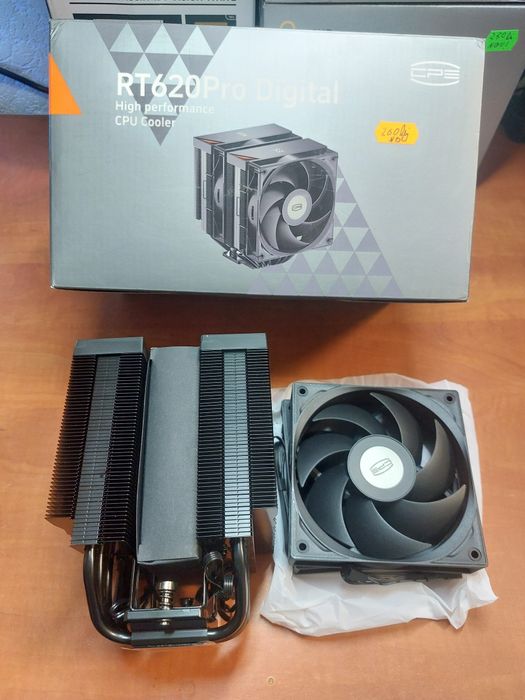 Okazie! Cooler procesor multi socket tower aer 2x 120mm fans negru nou Pc Coolers RT 620 Pro Digital CPS cu afisaj temperatura,nou la cutie!