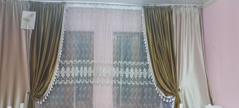 Срочно продам шторы-5м тюль