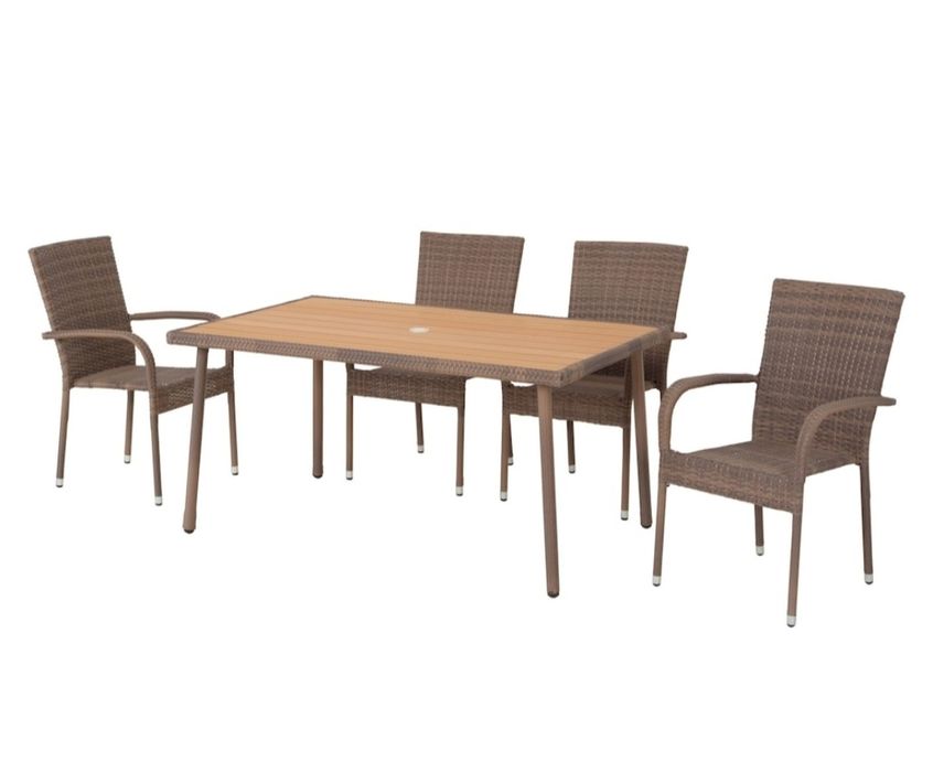 Set gradina/terasa 4 scaune si masa AMAYA maro/natur