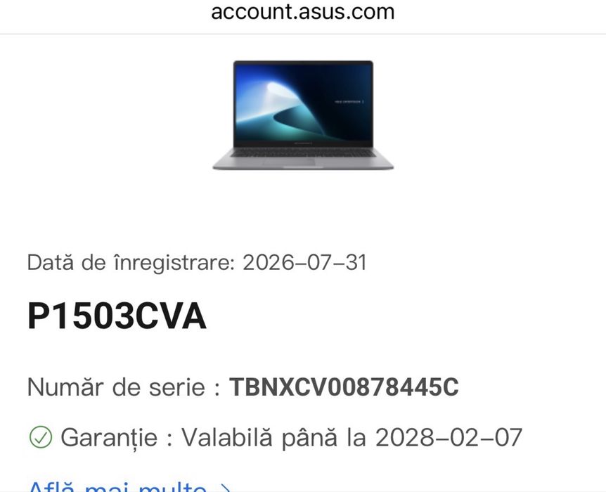 Laptop ASUS ExpertBook P1 P1503CVA schimb cu Playstation 5