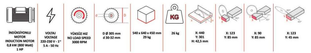 Циркуляр с чупещо рамо ATLANTIC AK305 Т + диск FREUD, Ozcelik, ЛИЗИНГ