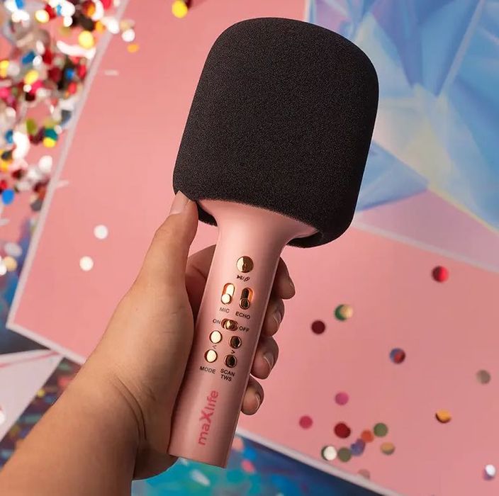 Microfon Wireless Maxlife cu Difuzor Incorporat Bluetooth Roz