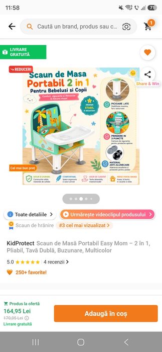 Scaun de masa portabil 2 in 1