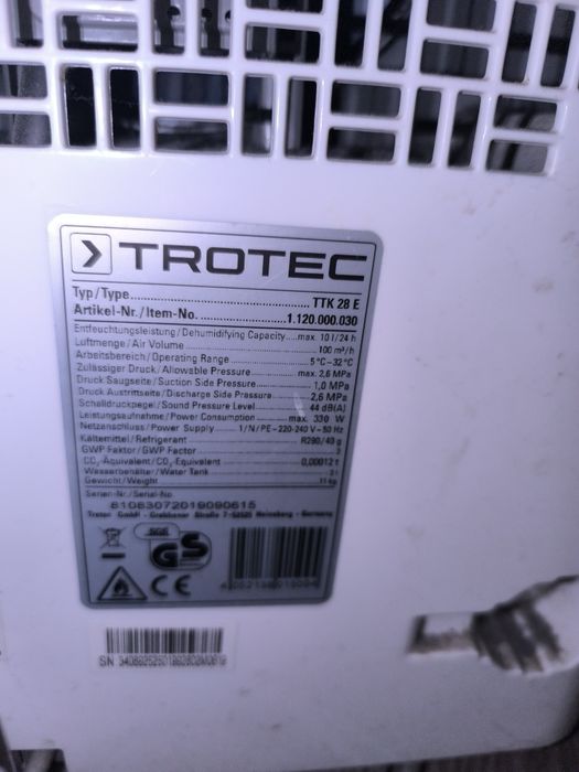 Dezumidificator Trotec TTK 28 E – stare impecabilă, ca nou