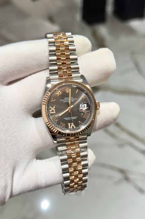 rolex datejust 36mm двуцветен сив циферблат
