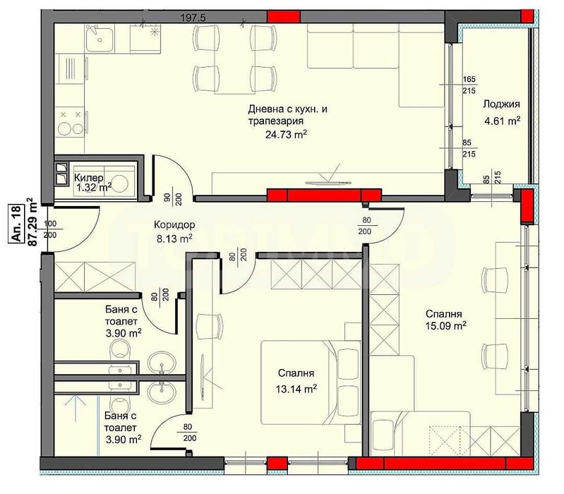 Продава се Тристаен апартамент в Варна, Аспарухово - 100 кв.м за 1142 €/кв.м - Снимка #3