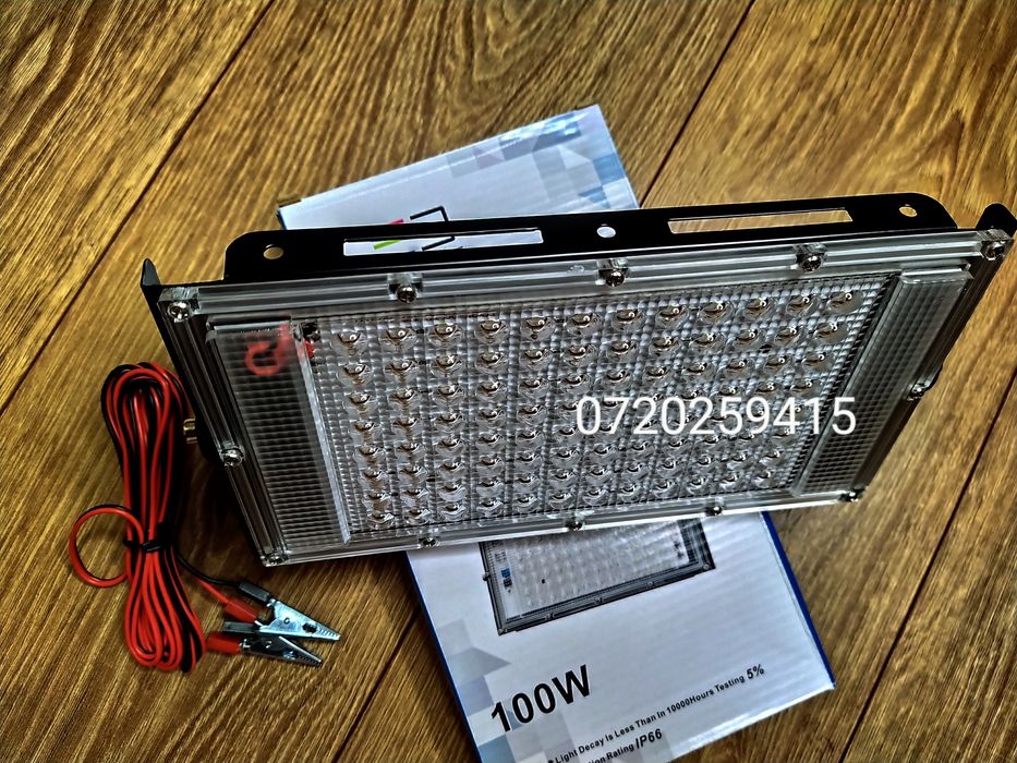 Proiector LED 12V Camping, Pescuit, Slim 100W=950W, 9500LM, 6000K, 12V